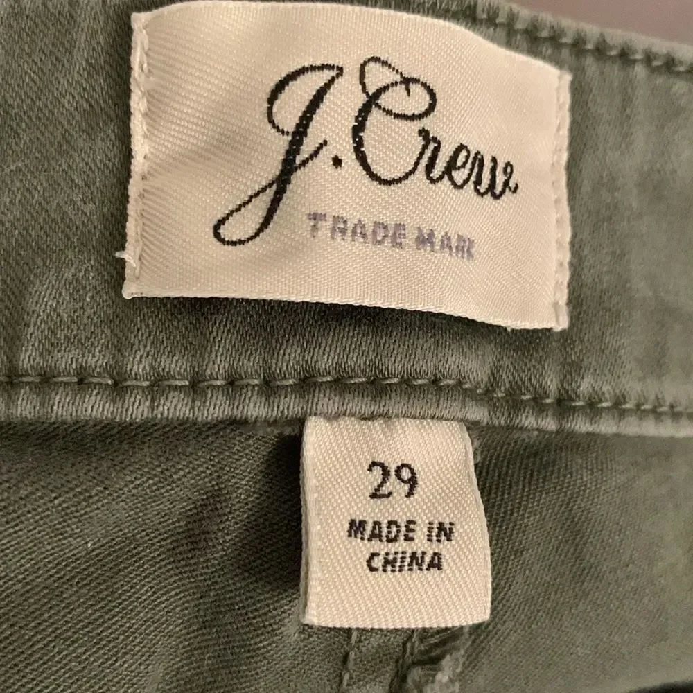 J.Crew Olive Green Cargo Style Skinny Women’s Pants Size 29